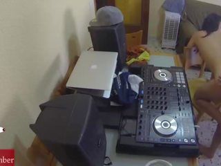 Dj fucking and scratching in the chair with a hidden cam spying my sensational gf