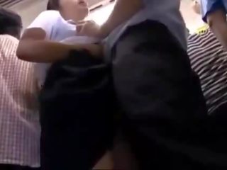 Girl Getting Her Pussy Rubbed With manhood Giving Blowjob For Business Man On The Train